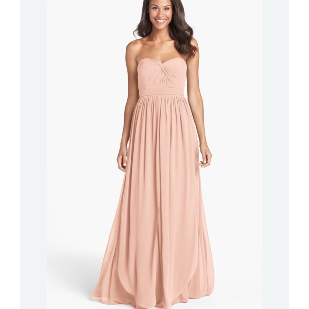 Jenny Yoo Collection Aidan Convertible Strapless Chiffon Dress Gown Blush Size 4